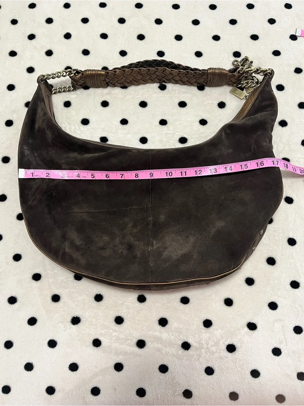 Vintage Donald J. Pliner Brown Suede Studded Hobo Bag Y2K